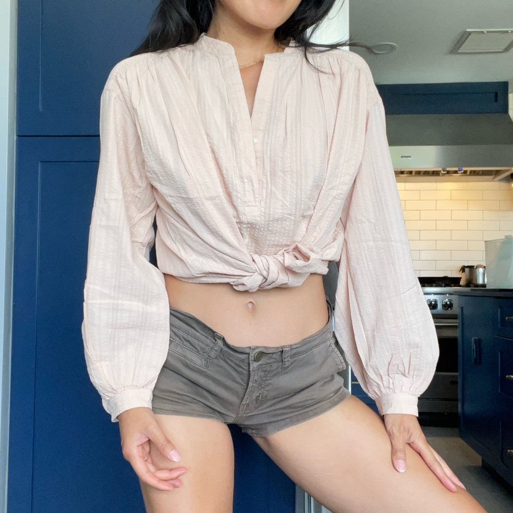Beautifully Detailed and Shirred Peach/Blush Tunic from Uniqlo! XS